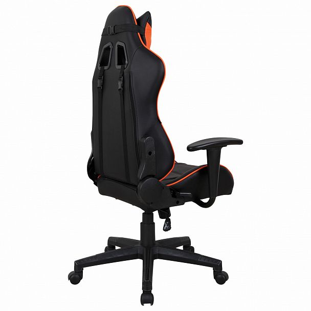 Кресло компьютерное BRABIX "GT Racer GM-100", две подушки, экокожа, черное/оранжевое, 531925 - Вид 6