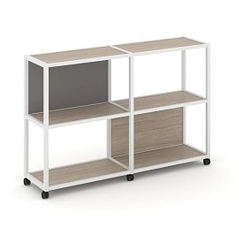 Shelf Mobile Стеллаж 3 уровня 2 секции VR.LT-STK-312.08 Дуб Аттик/Металл Белый/W-11 1570*400*1046 - Фото предпросмотра