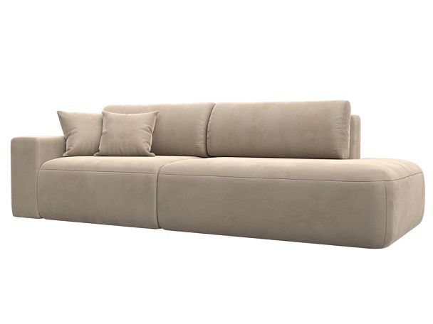 Диван прямой Лига-036 Модерн подлокотник слева Велюр бежевый - Вид 1