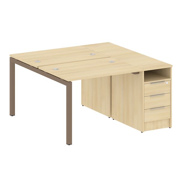 Metal System Quattro Р. ст. с тумбой на П-образном м/к 50БП.РС-СТП-2.1 Акация/Мокко металл 1412*1475*750 - Вид 1