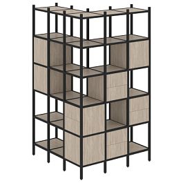 Loft Угловой внешний стеллаж наборный VR.L-53 Дуб аттик/Чёрный металл 1278*1278*2280 - Фото предпросмотра