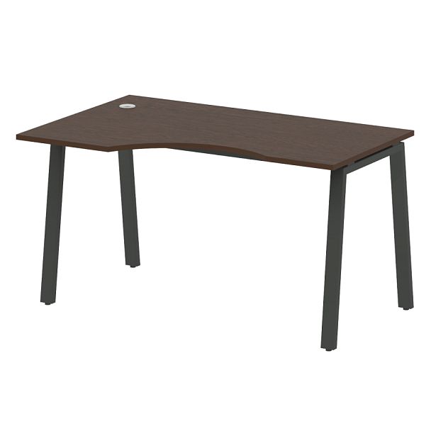 Metal System Стол криволинейный левый на А-образном м/к БА.СА-2 (L) Венге/Антрацит металл 1400*900*750 - Вид 1