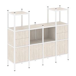 Loft Прямой стеллаж наборный VR.L-14 Денвер светлый/Белый металл 1694*446*1458 - Фото предпросмотра