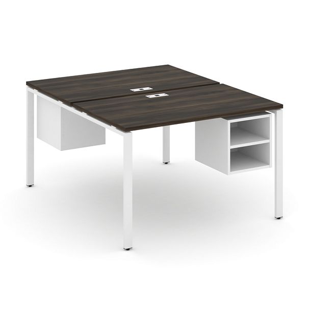 Concept Рабочая станция 2 сторонняя с подвесными тумбами на 2 места CN.DRS-106 Дуб Мали/Белый Бриллиант/Металл Белый 1180*1480*750 - Вид 1