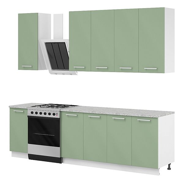 Композиция "Модульная кухня Эколайн"  ПК-ЭКО-КОМП№3-В1-44 зеленый - Вид 1