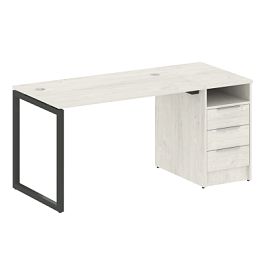 Metal System Quattro Р. ст. с тумбой на О-образном м/к 40БО.РС-СТП-1.2 Дуб наварра/Антрацит металл 1612*720*750 - Фото предпросмотра