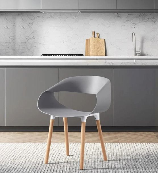 Стул КXX/QXX (мод.C1058-1), пластик/дерево, Grey (серый) 92717 / натуральный - Вид 9