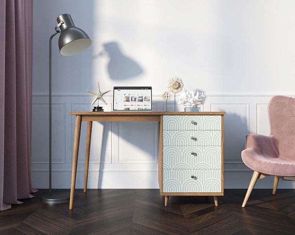 Стол рабочий Berber принт 34 с одной тумбой арт BB31/Print_34 - Вид 5