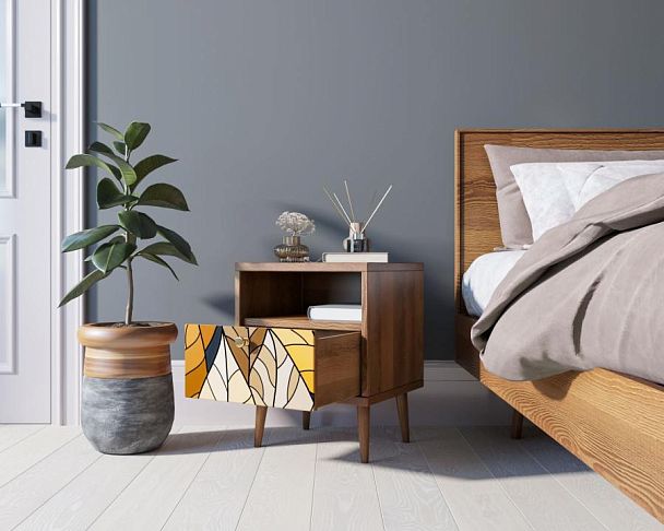 Тумбочка Berber с одним ящиком 08 принт арт BB06/Print_08, разноцветная - Вид 2