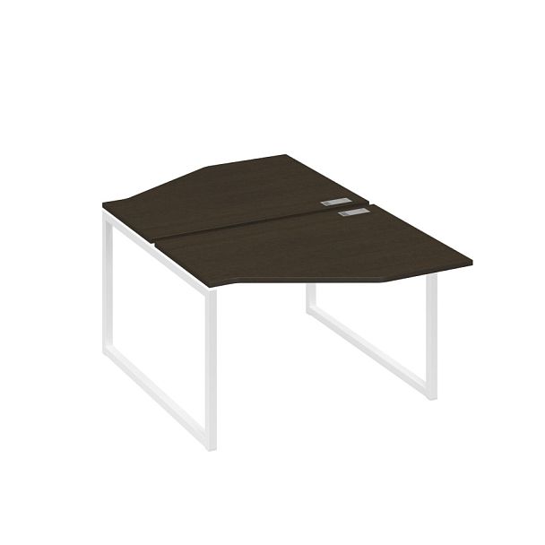 Станция каркас QUATTRO столы (2х120) эргономичные Техно A4 А4 Б4 186 БП венге / металлокаркас белый - Вид 1