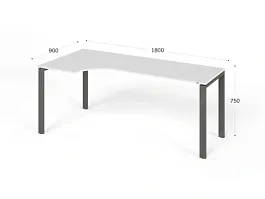 UNITY РМСУ9-18L БЕЛЫЙ Стол на металлокаркасе угловой левый 1800х900х750 - Фото предпросмотра