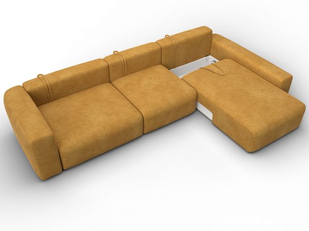 Диван угловой Лига-066 НПБ Лонг угол правый Велюр желтый - Вид 8