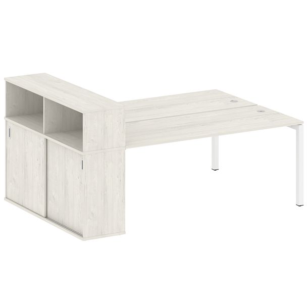 Metal System Quattro Р. ст. с шкафом-купе на П-образном м/к 50БП.РС-СШК-2.5 Т Дуб наварра/Белый металл 2210*1475*1098 - Вид 1