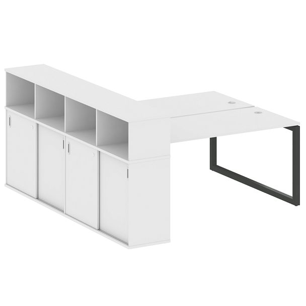 Metal System Quattro Р. ст. с шкафом-купе на О-образном м/к 50БО.РС-СШК-4.4 Т Белый/Антрацит металл 2010*2332*1098 - Вид 1