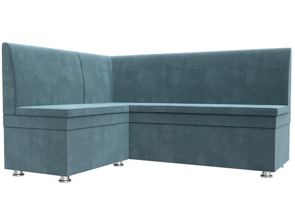 Кухонный угловой диван Уют левый (полностью Велюр бирюзовый) - Вид 1