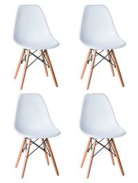 Набор 4 шт Стул обеденный DOBRIN DSW (ножки светлый бук, цвет белый (W-02)) - Фото предпросмотра