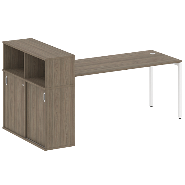Metal System Quattro Стол письменный с шкафом-купе на П-образном м/к 40БП.РС-СШК-3.5 Т Вяз/Белый металл 2210*1120*1098 - Вид 1