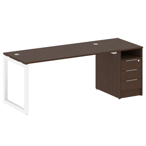 Metal System Quattro Р. ст. с тумбой на О-образном м/к 50БО.РС-СТП-1.4 Венге/Белый металл 2012*720*750 - Вид 1