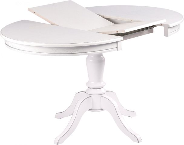 Стол деревянный раздвижной Элат D90(130)х90х76 Белый с серебряной патиной - Вид 3