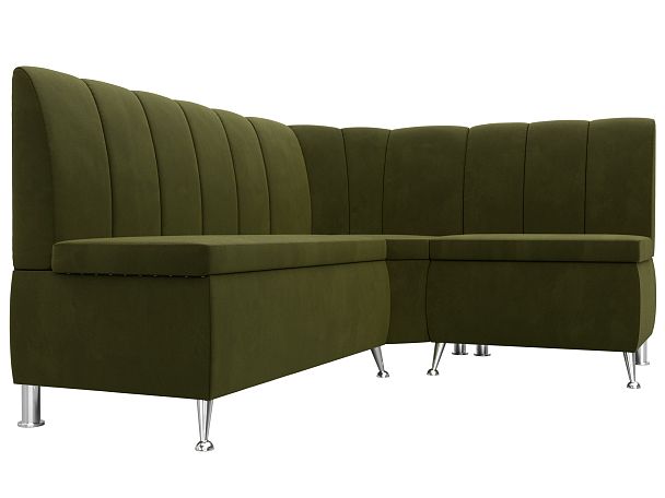 Кухонный угловой диван Кантри правый (полностью микровельвет зеленый) - Вид 3