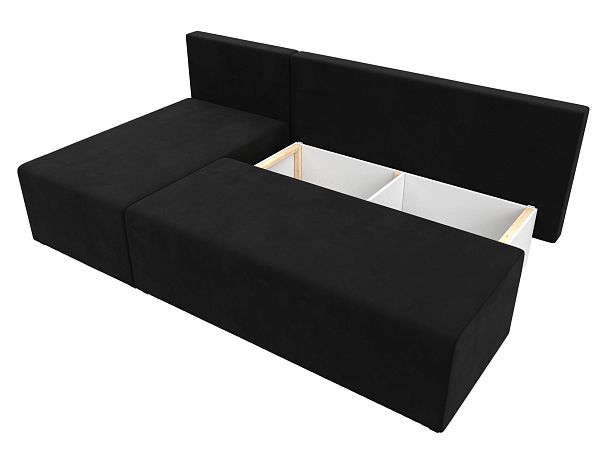 Угловой диван Поло левый (полностью микровельвет черный) - Вид 7