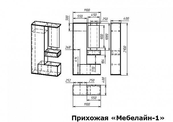 Стенка для прихожей Мебелайн-1 - Вид 2