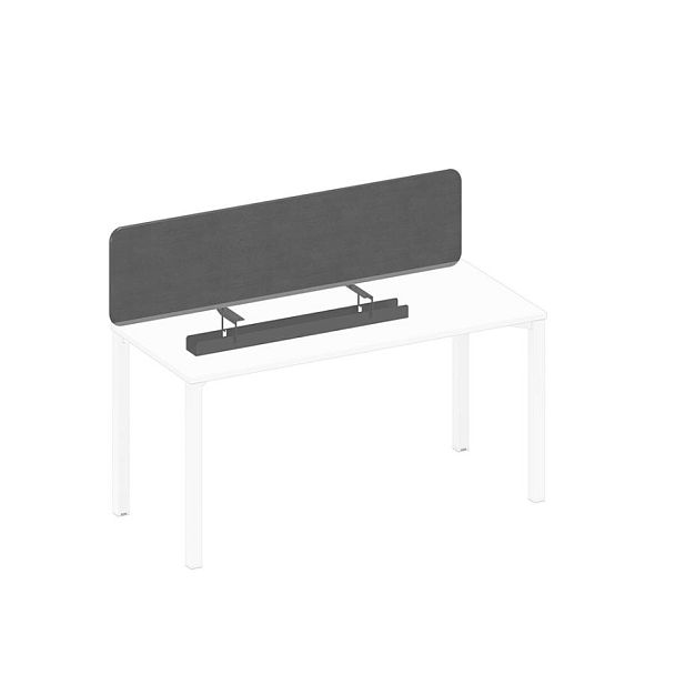 Экран настольный фронтальный тканевый с кабель-каналом Elevo А1 ЧР 878.02 BA50 серый (Bahama Grey) / черный гладкий - Вид 1