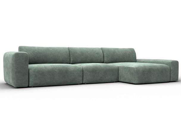 Диван угловой Лига-066 НПБ Лонг угол правый Велюр зеленый - Вид 1