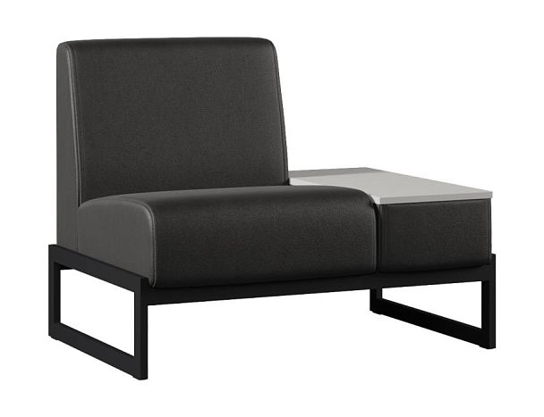 Диван Everprof Solo одноместный со столиком слева Металл Черный Экокожа Черный ЛДСП Серый - Вид 1