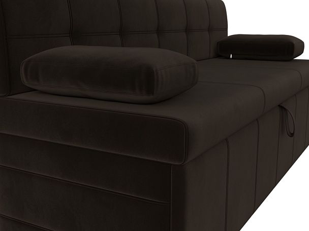 Кухонный прямой диван Лео (полностью микровельвет коричневый) - Вид 4