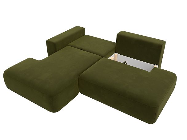 Диван угловой Лига-036 Модерн левый угол Микровельвет зеленый - Вид 3