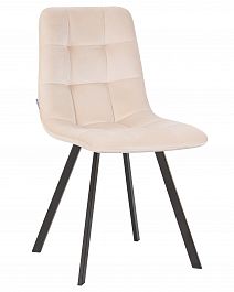 Стул обеденный DOBRIN ALEX SQUARE (черные матовые ножки, кремовый велюр (V108-113)) - Фото предпросмотра