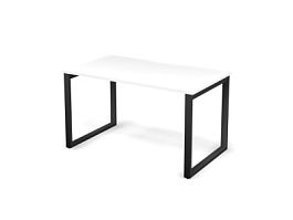 MATRIX 121S101-О Стол прямой, проводник вырезной (O-обр. опоры) 1380х780х775 Белый/Темно-серый - Фото предпросмотра