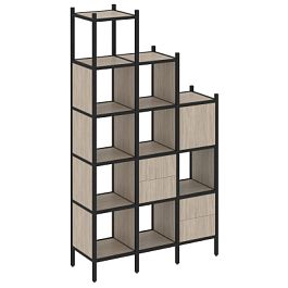 Loft Прямой стеллаж наборный VR.L-21 Дуб аттик/Чёрный металл 1278*446*2280 - Фото предпросмотра