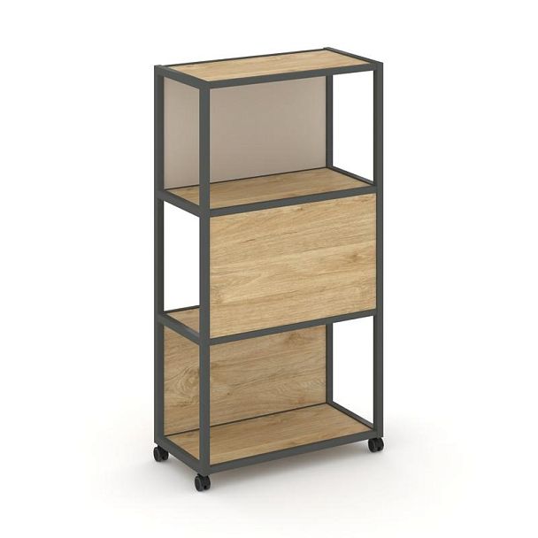 Shelf Mobile Стеллаж 4 уровня 1 секция VR.LT-STK-405.12 Тиквуд Светлый/Металл Антрацит/W-04 1200*400*1523 - Вид 1