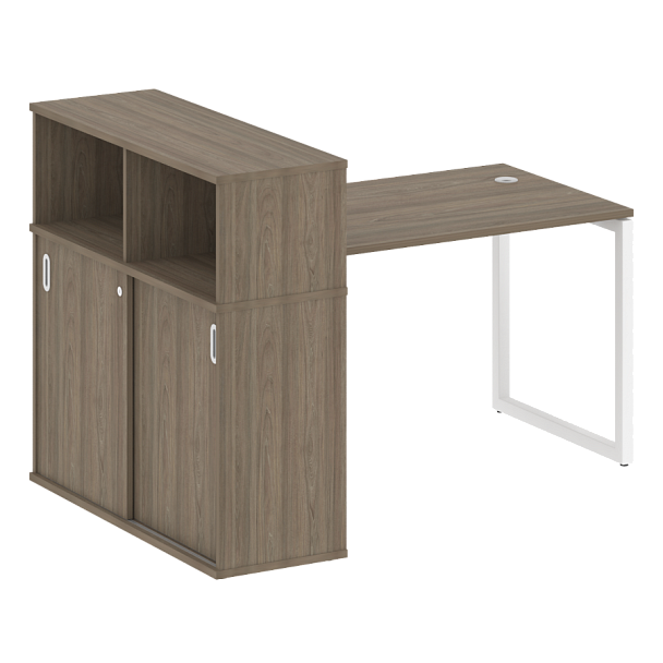 Metal System Quattro Стол письменный с шкафом-купе на О-образном м/к 40БО.РС-СШК-3.2 Т Вяз/Белый металл 1610*1120*1098 - Вид 1