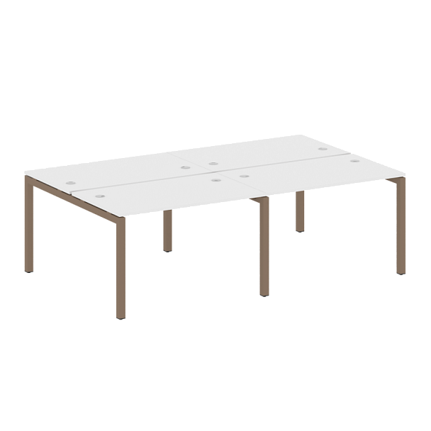 Metal System Quattro Р. ст. на 4 раб. места на П-образном м/к 50БП.СМ-4.2 Белый/Мокко металл 2400*1475*750 - Вид 1
