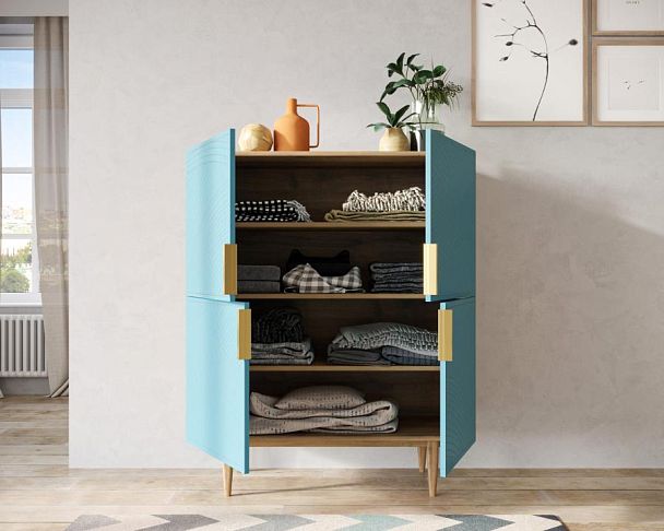 Большой комод с четырьмя дверками Line LN03/GR1/blue - Вид 2