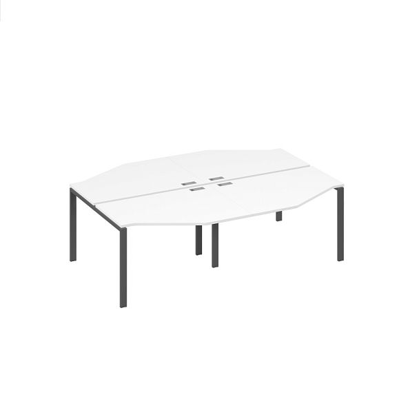 Рабочая станция каркас UNO столы (4х120) Техно A4 А4 Б1 186-2 БП белый премиум / металлокаркас антрацит - Вид 1