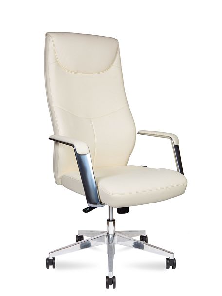 Кресло офисное / Harvard ivory / алюминиевая  база  / бежевая экокожа - Вид 1