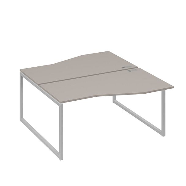 Станция каркас QUATTRO столы 2х160 Техно эргономичные A4 А4 Б4 191 БП мокко премиум / металлокаркас серый - Вид 1