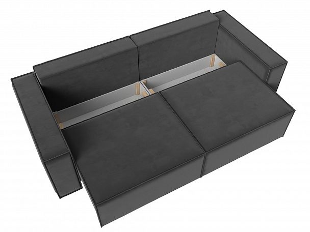 Диван прямой Куба (полностью велюр серый) - Вид 7