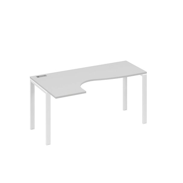 Стол эргономичный левый "Классика" на металлокаркасе UNO A4 А4 Б1 035 БП серый / металлокаркас белый - Вид 1
