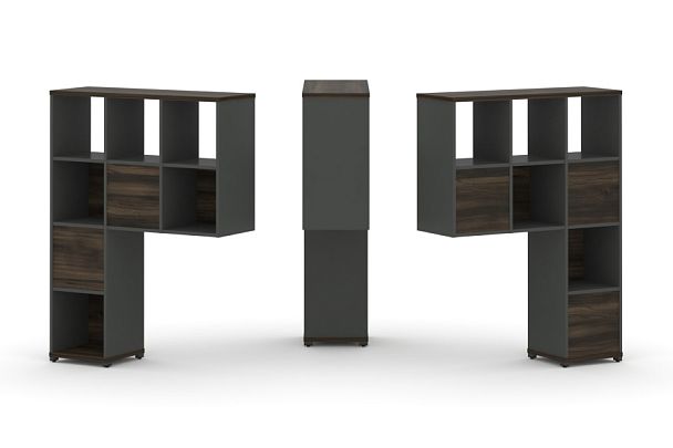 Concept Надставка высокая CN.DNV-003 Дуб Мали/Антрацит/Металл Антрацит 1099*350*1486 - Вид 1