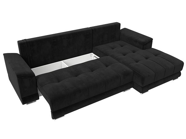 Угловой диван НордСтар правый угол Велюр черный - Вид 7