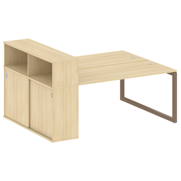 Metal System Quattro Р. ст. с шкафом-купе на О-образном м/к 50БО.РС-СШК-2.4 Т Акация/Мокко металл 2010*1475*1098 - Вид 1