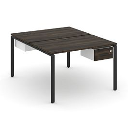 Concept Рабочая станция 2 сторонняя с подвесными тумбами на 2 места CN.DRS-110 W Дуб Мали/Белый Бриллиант/Металл Черный 1180*1480*750 - Фото предпросмотра