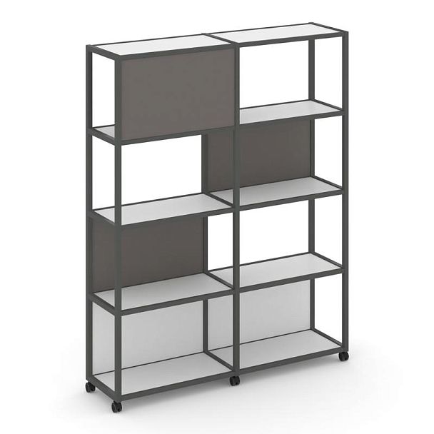 Shelf Mobile Стеллаж 5 уровней 2 секции VR.LT-STK-514.12 Белый Бриллиант/Металл Антрацит/W-26 2370*400*2000 - Вид 1