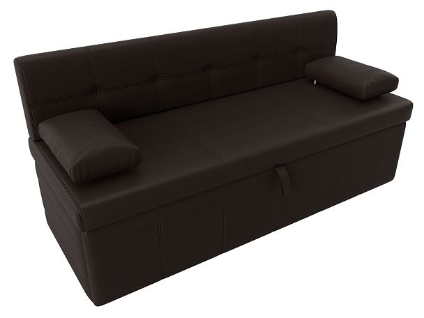 Кухонный прямой диван Лео (полностью экокожа коричневая) - Вид 5