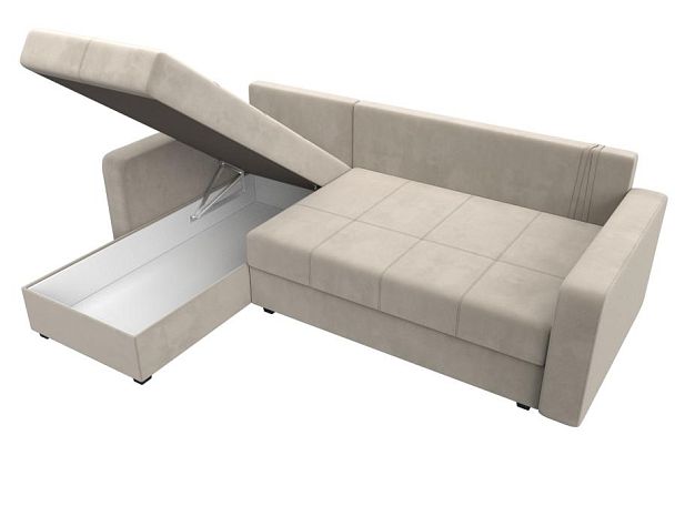 Диван угловой Ливерпуль Лайт левый угол Микровельвет бежевый - Вид 9